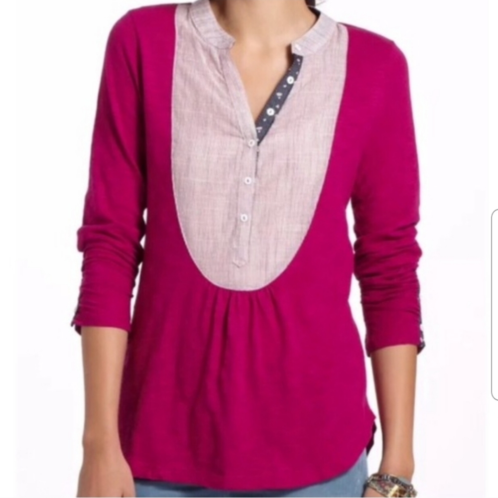 Meadow Rue Amira Yoked Henley Top XS